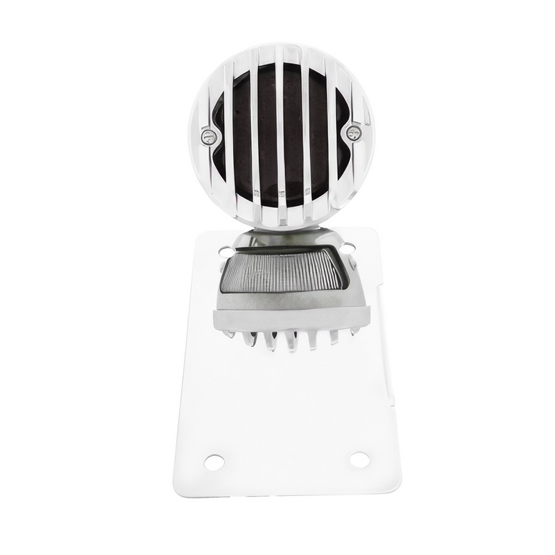 Motorcycle LED "Bobber" Style Vertical Tail Light With Chrome Grille Bezel-Smoke Lens