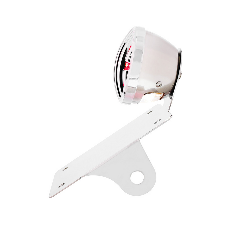 Motorcycle LED "Bobber" Style Vertical Tail Light With Chrome Grille Bezel-Smoke Lens