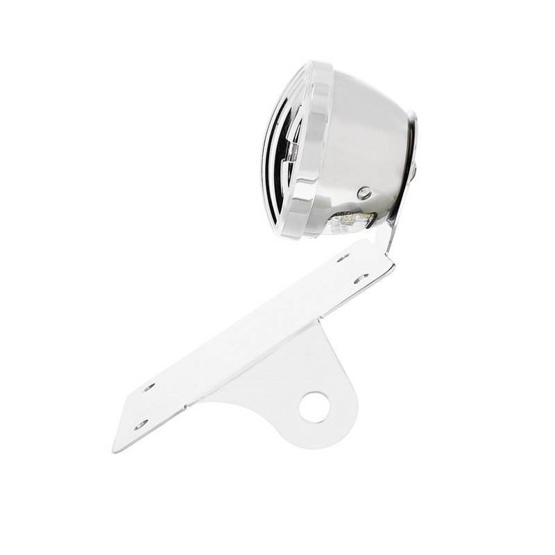 Motorcycle LED "Bobber" Style Vertical Tail Light With Chrome Grille Bezel-Smoke Lens