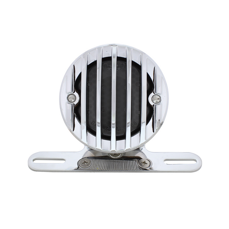 Motorcycle LED Rear Fender Tail Light With Chrome Grille Bezel - Smoke Lens