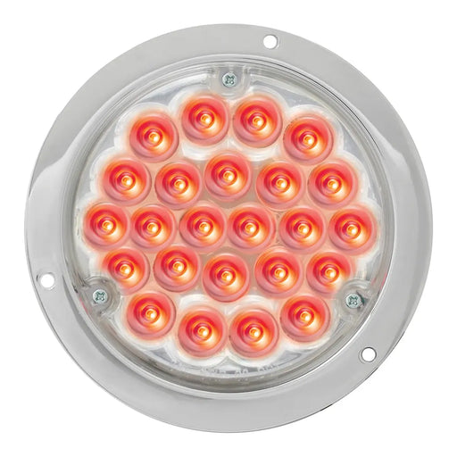 Gray CROME DIE CAST 4" PEARL RED LED LIGHT, CLEAR LENS #87583 UNIVERSAL LED LIGHTING