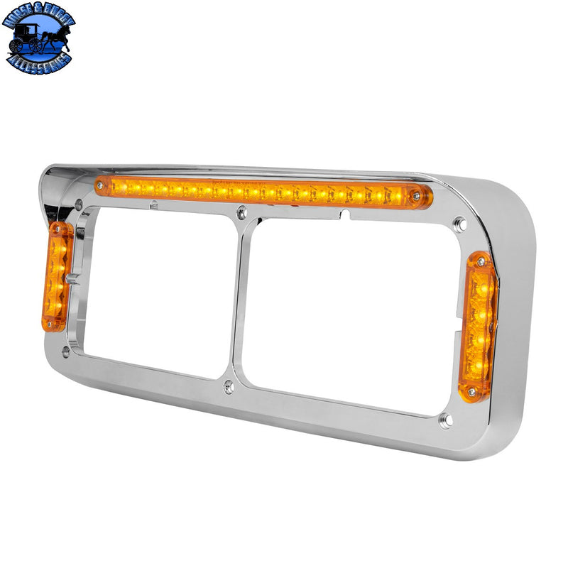 87592 CR. PL. DUAL RECT. HEADLIGHT BEZEL W/VISOR 26-LED AM/AM