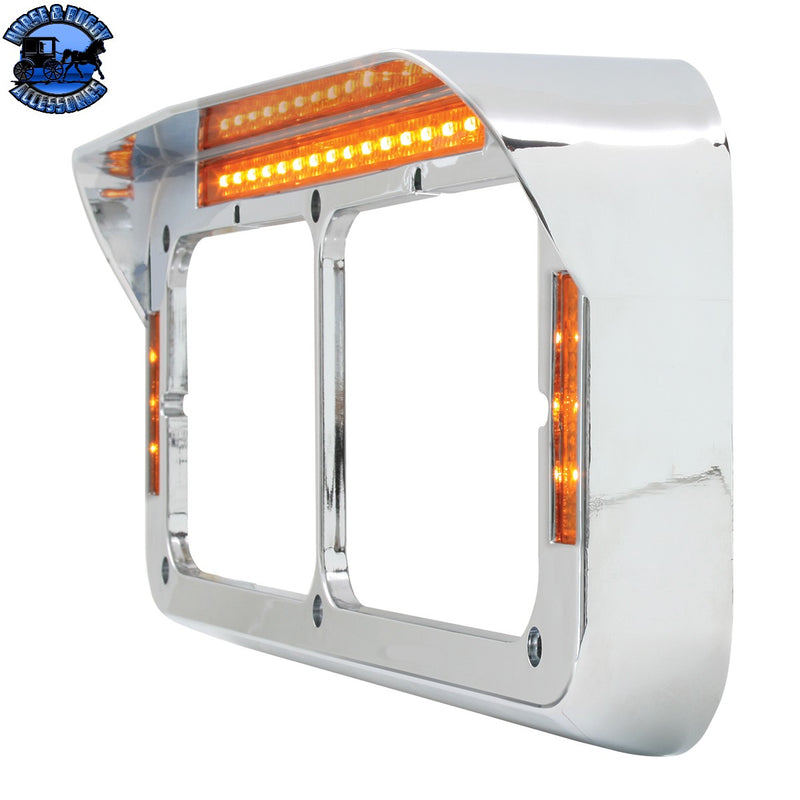 87593 CR. PL. DUAL RECT. HEADLIGHT BEZEL W/VISOR 26-LED AM/CLR