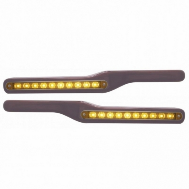 UP-87992 Wood Armrest With LED Light For Peterbilt- Amber LED/Amber Lens (Pair)