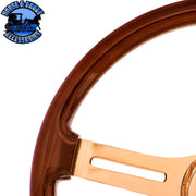 18" Rose Gold 4 Spoke Steering Wheel With Horn Button & Bezel-Wood Grain steering wheel Navajo White