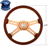 18" Rose Gold 4 Spoke Steering Wheel With Horn Button & Bezel-Wood Grain steering wheel Wheat