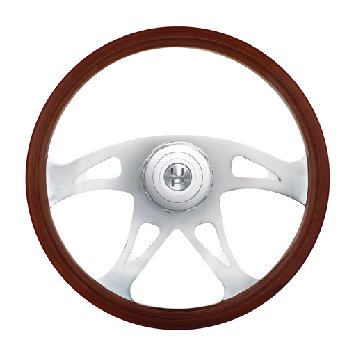 UP-88138 18" Chrome Boss Steering Wheel With Hub & Horn Button Kit For Peterbilt (1998-2005) & Kenworth (2001-2002)