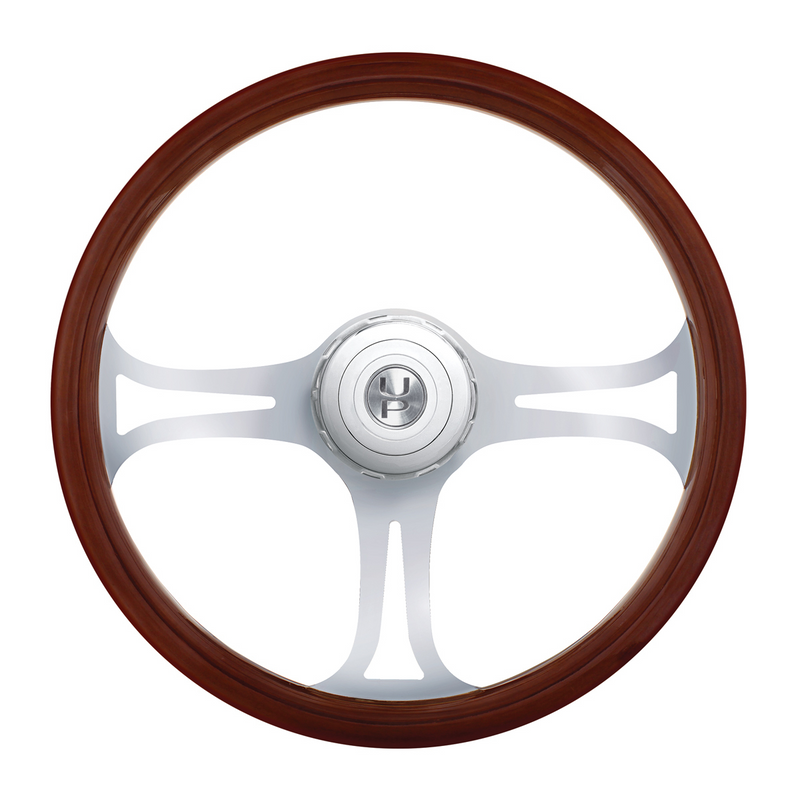 UP-88142 18" Chrome Blade Steering Wheel With Hub & Horn Button Kit For Peterbilt (1998-2005) & Kenworth (2001-2002)