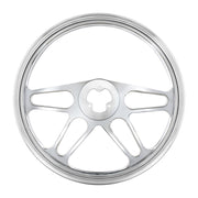 UP-88154 18" Chrome Aluminum "4-Spoke" Style Steering Wheel Light Gray