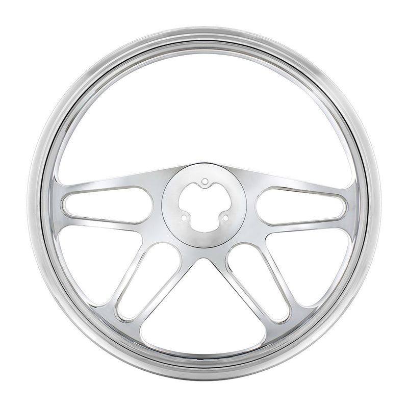 UP-88154 18" Chrome Aluminum "4-Spoke" Style Steering Wheel Light Gray