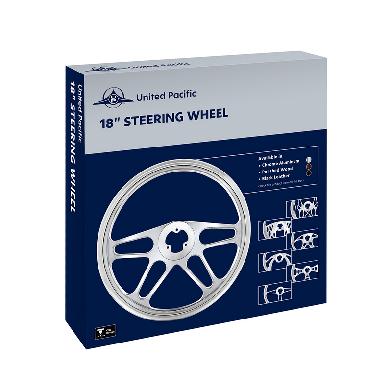 UP-88158 18" Chrome Aluminum "Scorpion" Style Steering Wheel