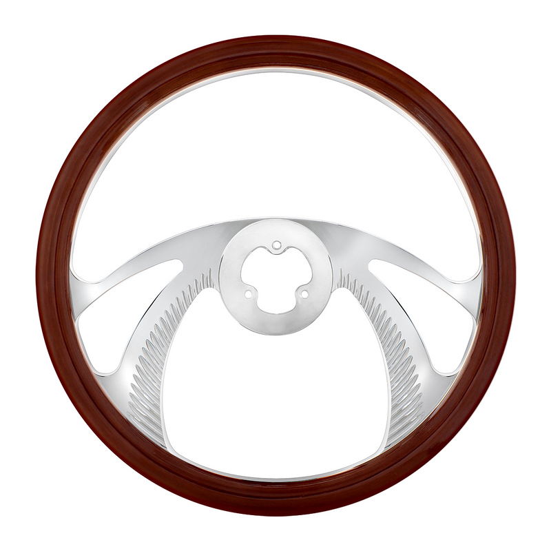Volante estilo "Scorpion" de aluminio cromado de 18" con borde de madera