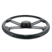 18" Matte Black 4 Spoke Steering Wheel With Horn Bezel & Button-Gloss Black
