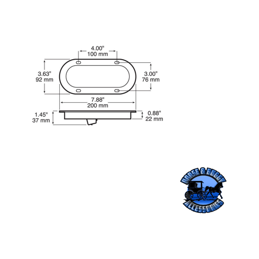 Lavender 881K-7 6.5"x2.25" Red and White LED Stop/Turn/Tail & Back-Up Light Oval, Flange-Mount Kit