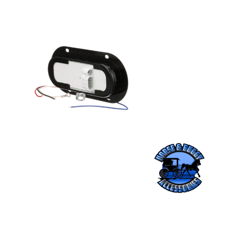 881K-7 6.5"x2.25" Red and White LED Stop/Turn/Tail & Back-Up Light Oval, Flange-Mount Kit Black