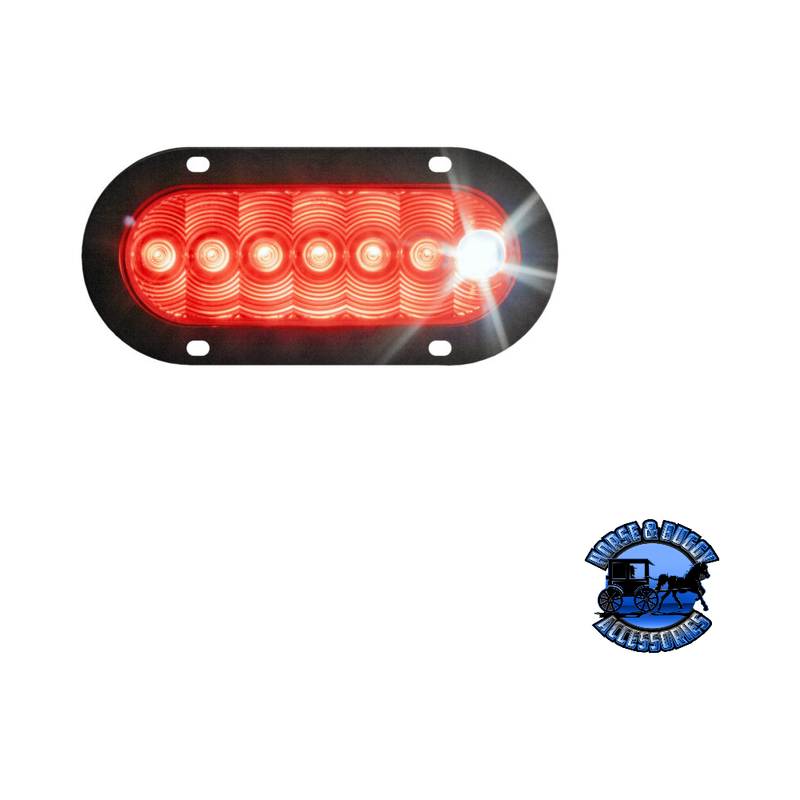 881K-7 6.5"x2.25" Red and White LED Stop/Turn/Tail & Back-Up Light Oval, Flange-Mount Kit Dark Slate Gray