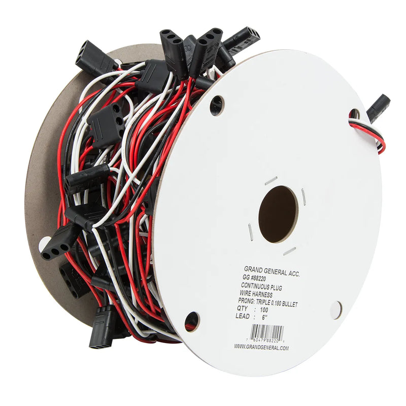 36" TRIPLE FEMALE 0.180 BULLET CONTINUOUS WIRE ROLL, 40 PLUG (SELL BY THE PLUG) Lavender