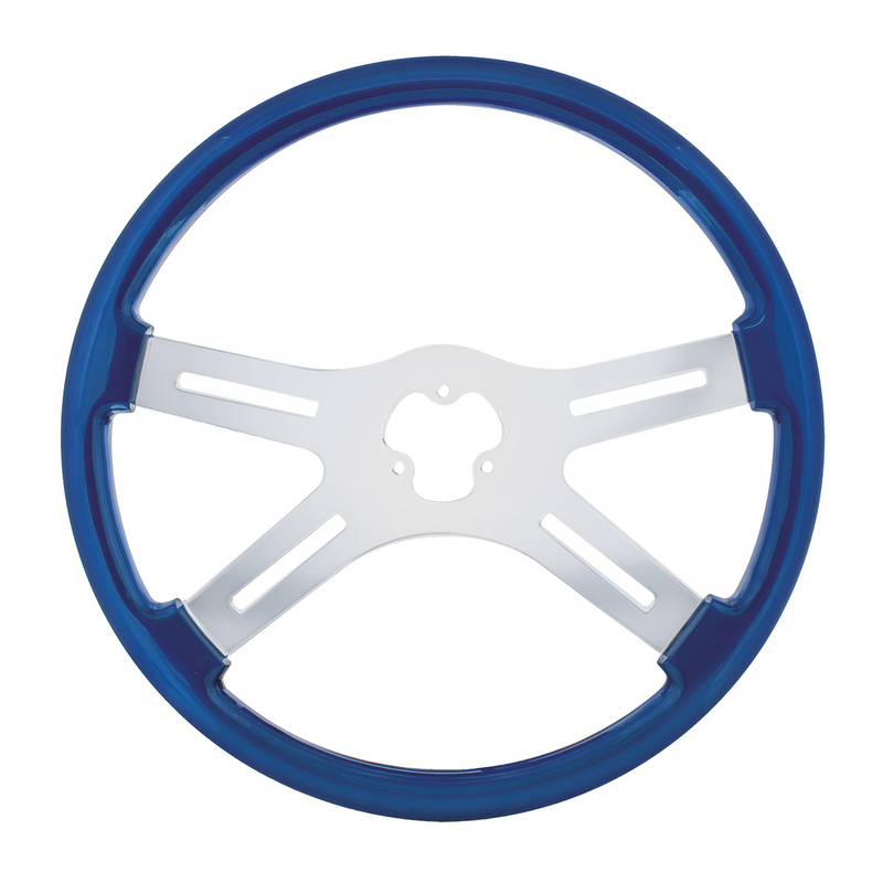 UP-88224 18" Color 4 Spoke Steering Wheel - Electric Blue
