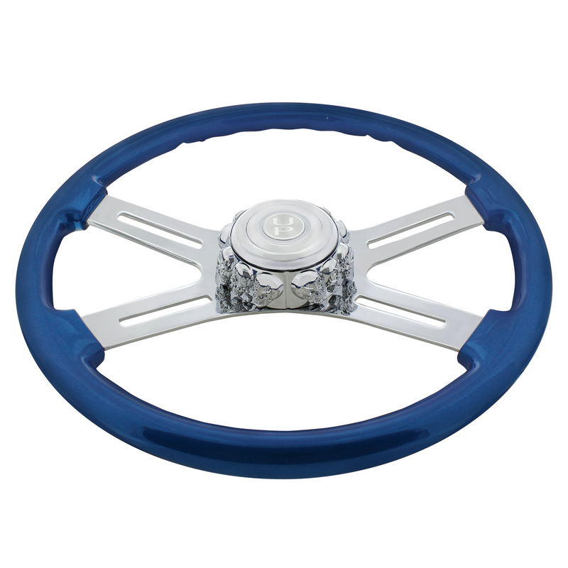UP-88224 18" Color 4 Spoke Steering Wheel - Electric Blue