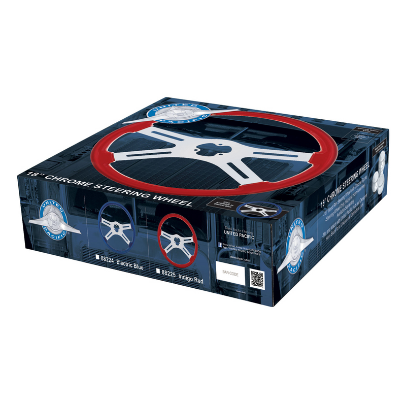 UP-88224 18" Color 4 Spoke Steering Wheel - Electric Blue