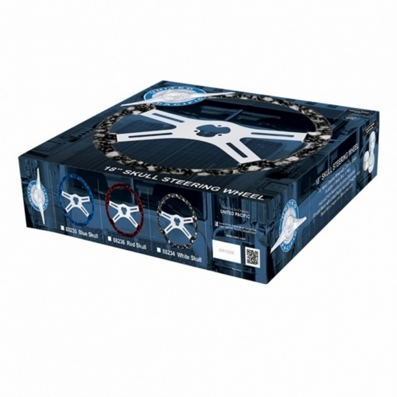 UP-88235 18" Skull Steering Wheel Only With Hydro-Dip Finish Wood - Blue