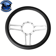 14" Chrome Aluminum 3-Spoke Style 9-Screw Mount "Competition Series" Steering Wheel steering wheel Light Gray