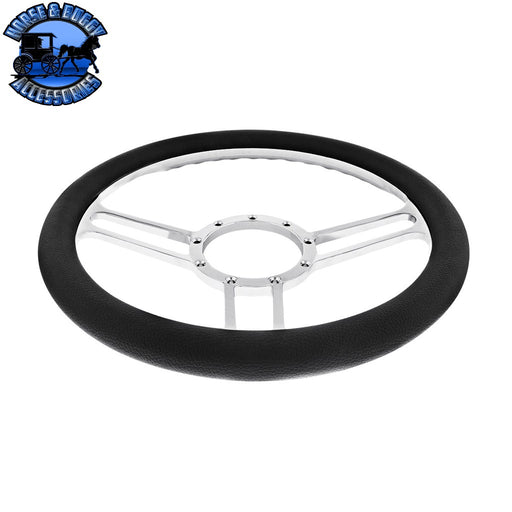 14" Chrome Aluminum 3-Spoke Style 9-Screw Mount "Competition Series" Steering Wheel steering wheel Light Gray