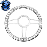 14" Chrome Aluminum 3-Spoke Style 9-Screw Mount "Competition Series" Steering Wheel steering wheel Light Gray