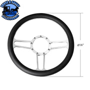 14" Chrome Aluminum 3-Spoke Style 9-Screw Mount "Competition Series" Steering Wheel steering wheel Light Gray