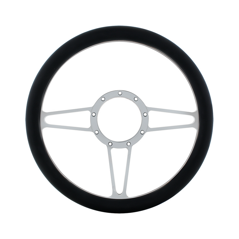 UP-88300 14" Chrome Aluminum 3-Spoke Style 9-Screw Mount Steering Wheel