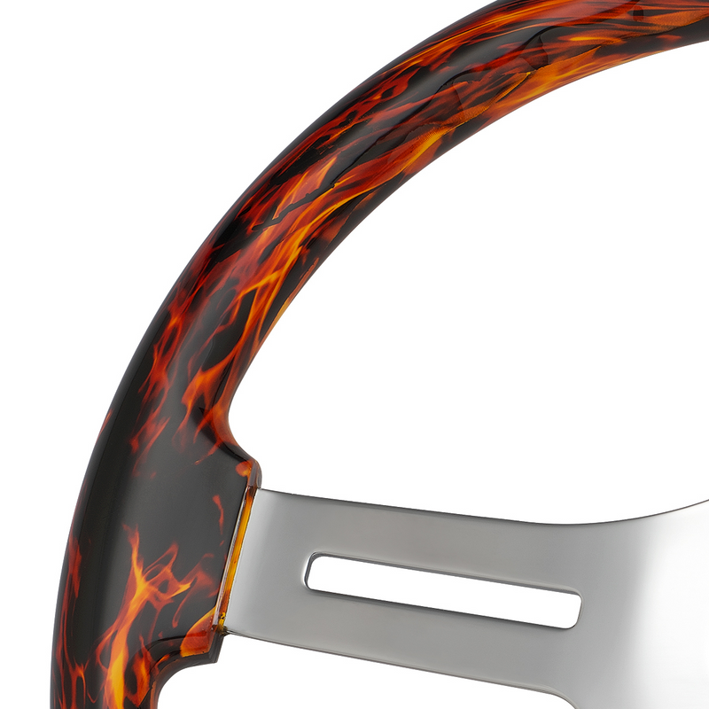 UP-88309 18" Flame Steering Wheel With Matching Flame Bezel