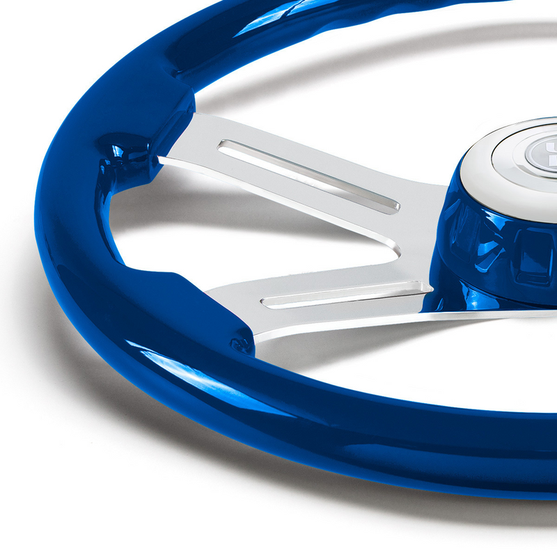 UP-88313 18" 4 Spoke Steering Wheel With Color Matching Horn Bezel - Electric Blue