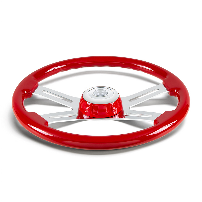UP-88314 18" 4 Spoke Steering Wheel With Color Matching Horn Bezel - Indigo Red