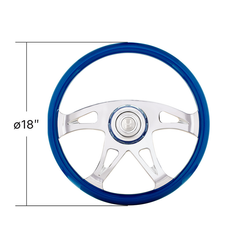 UP-88315 18" Boss Steering Wheel With Color Matching Horn Bezel - Electric Blue