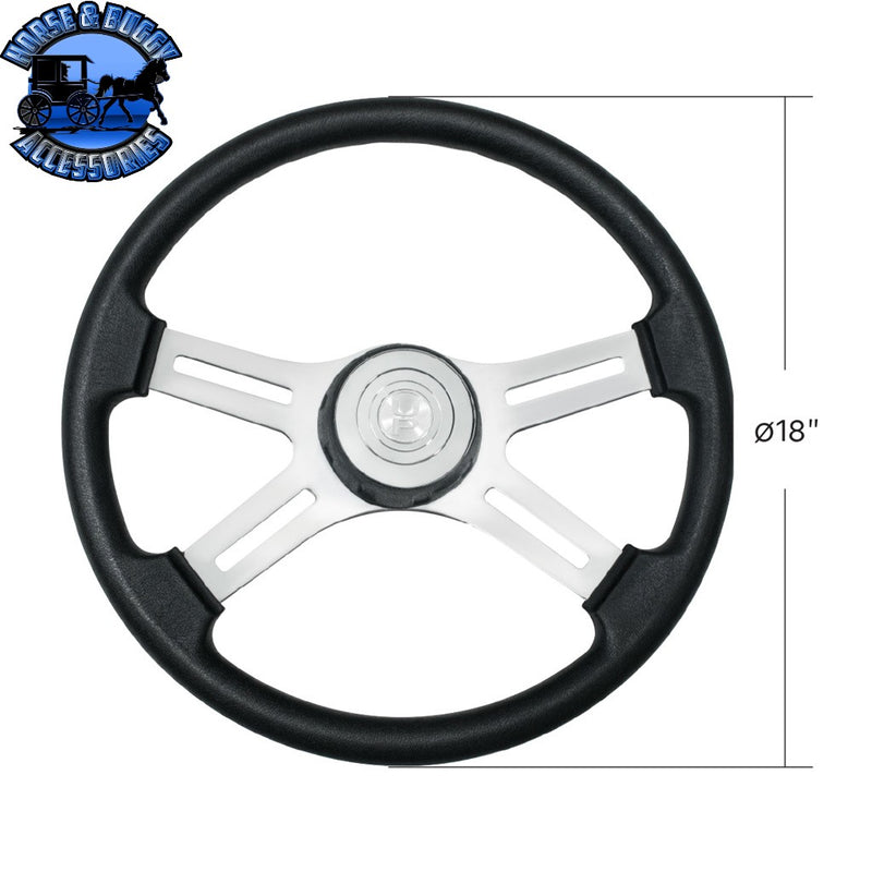 18" Polyurethane Rim 4 Spoke Steering Wheel With Horn Bezel steering wheel Light Gray