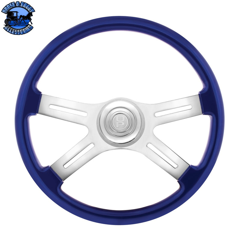 18" Candy Color 4 Spoke Steering Wheel With Chrome Horn Bezel And Horn Button (Choose Color)