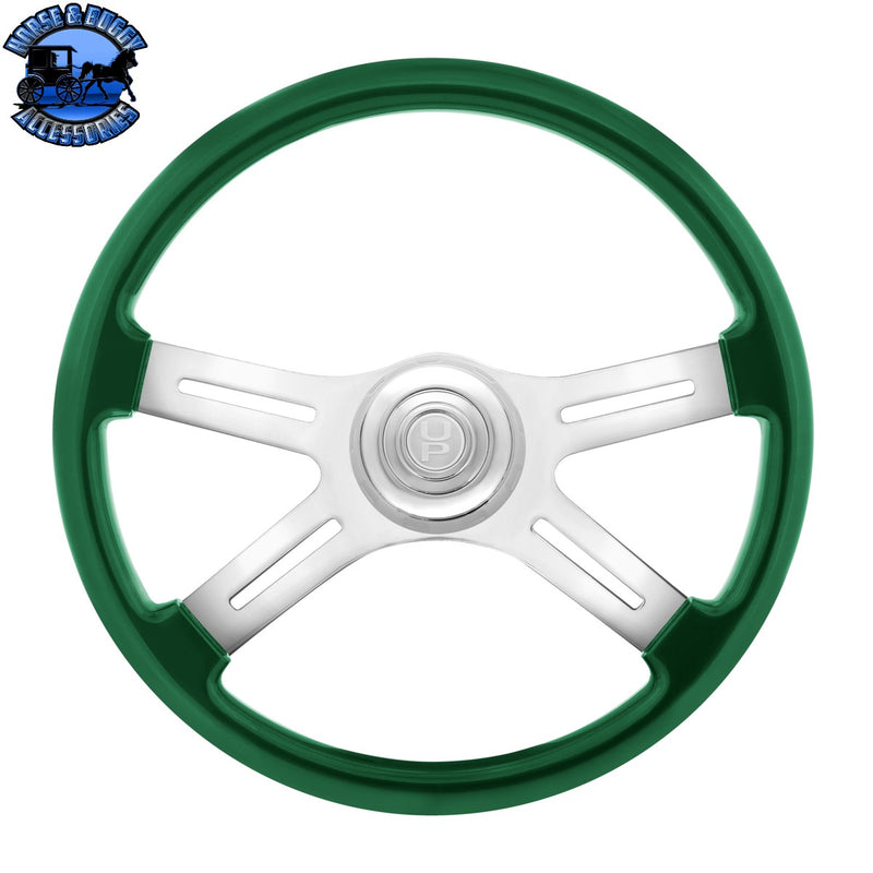 18" Candy Color 4 Spoke Steering Wheel With Chrome Horn Bezel And Horn Button (Choose Color)