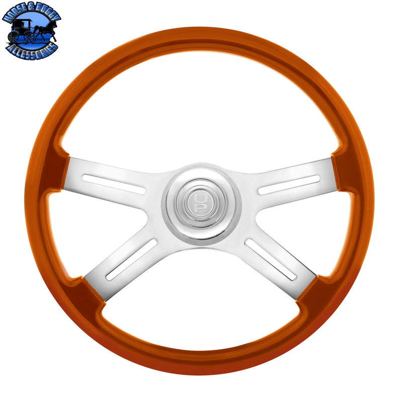 18" Candy Color 4 Spoke Steering Wheel With Chrome Horn Bezel And Horn Button (Choose Color)