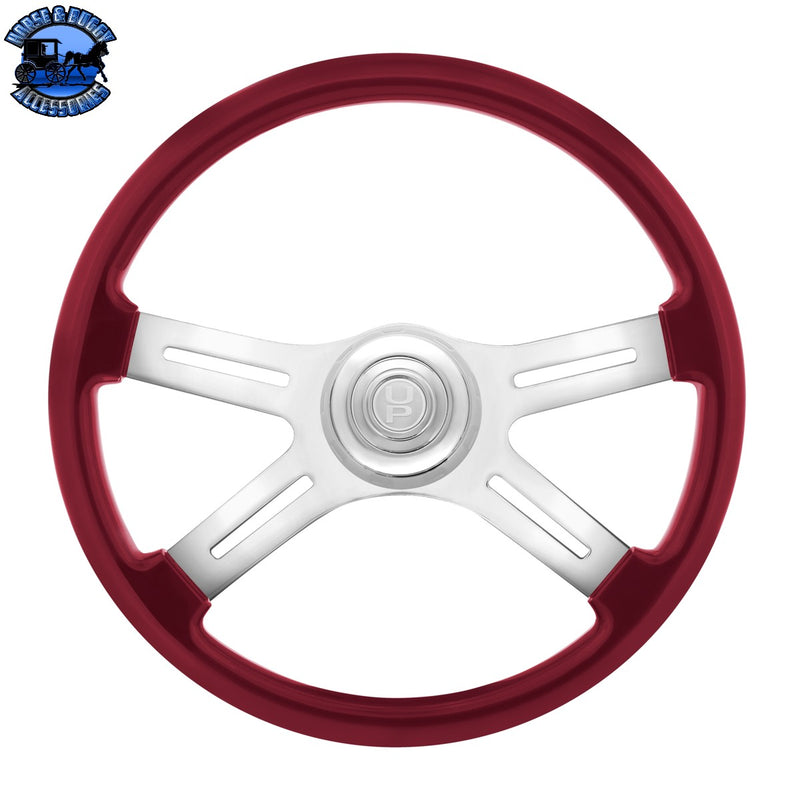 18" Candy Color 4 Spoke Steering Wheel With Chrome Horn Bezel And Horn Button (Choose Color)