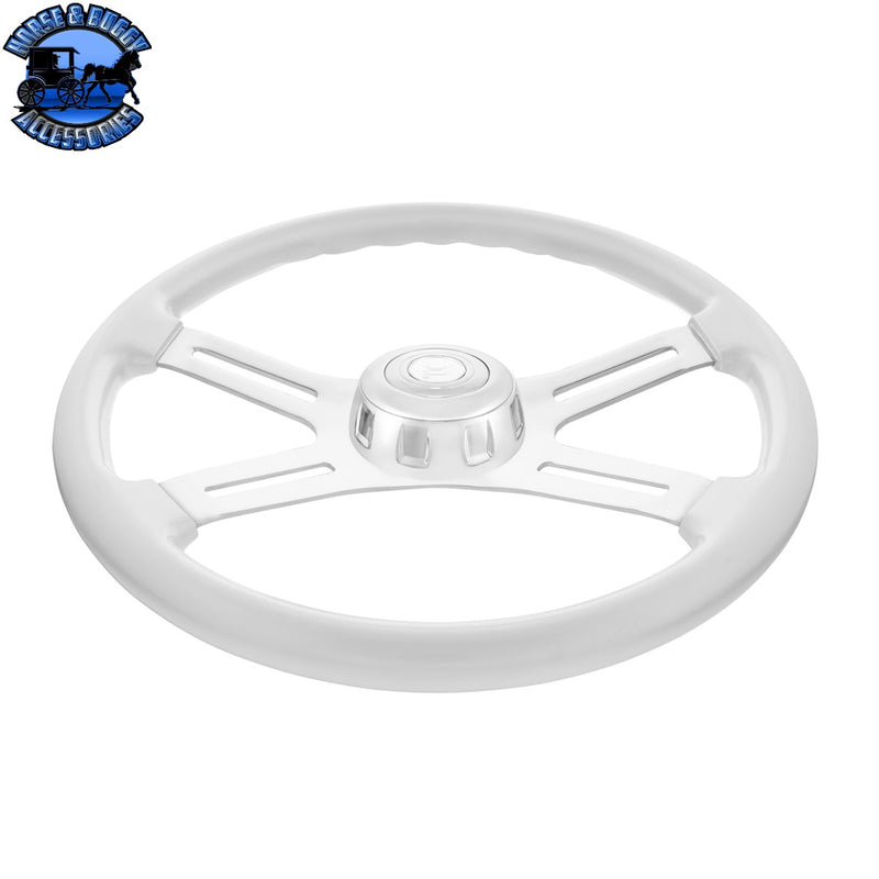 18" Candy Color 4 Spoke Steering Wheel With Chrome Horn Bezel And Horn Button (Choose Color)