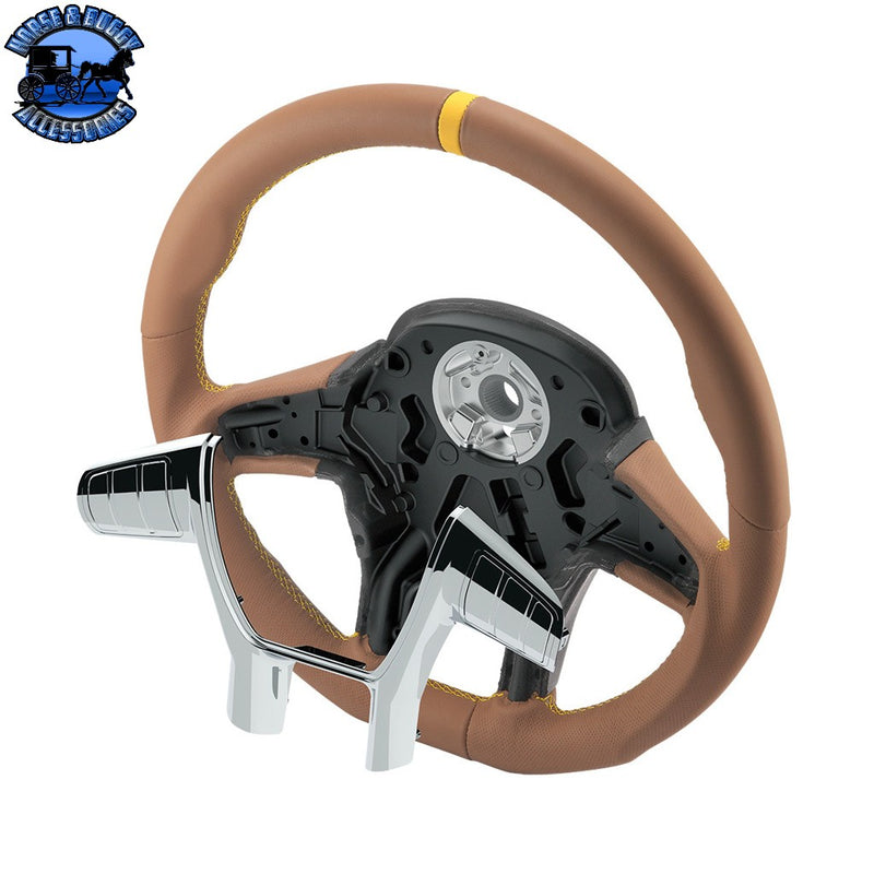 18" YourGrip GT PRO Leather Steering Wheel For 2012-2021 Peterbilt 579 & 2013-2021 Kenworth T680 (Choose Color) steering wheel Black,Brown Dim Gray