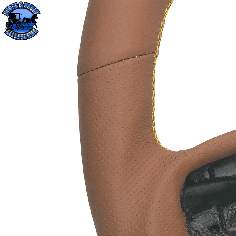 18" YourGrip GT PRO Leather Steering Wheel For 2012-2021 Peterbilt 579 & 2013-2021 Kenworth T680 (Choose Color) steering wheel Black,Brown Dim Gray
