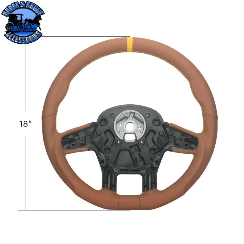 18" YourGrip GT PRO Leather Steering Wheel For 2012-2021 Peterbilt 579 & 2013-2021 Kenworth T680 (Choose Color) steering wheel Black,Brown Dim Gray