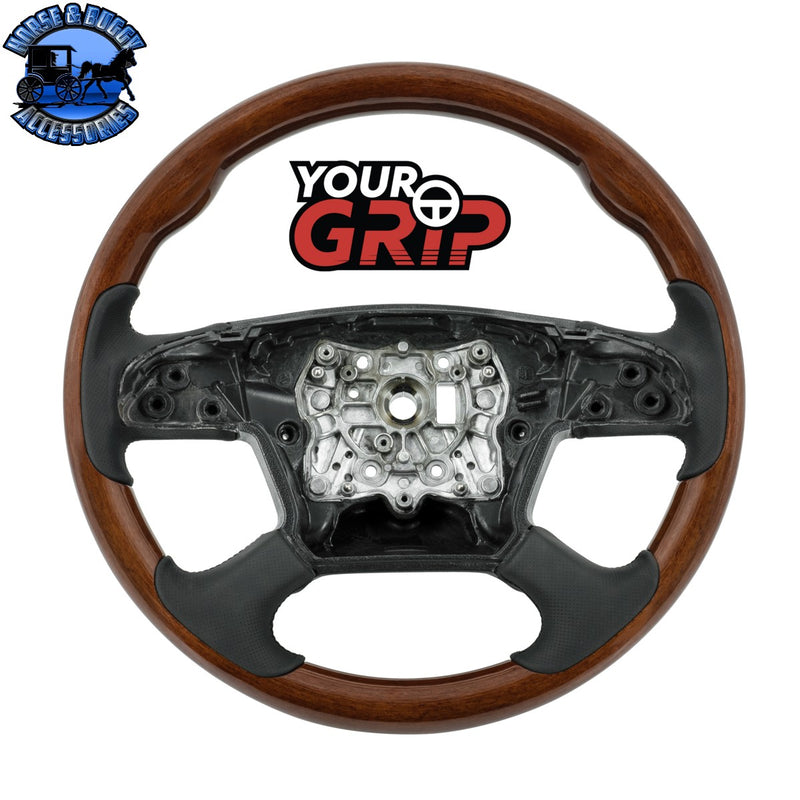 UP-88395 18" YourGrip Wood Steering Wheel For 2018-2026 Freightliner Cascadia