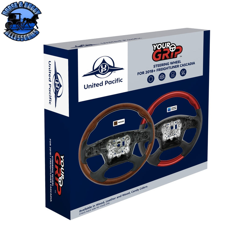 UP-88395 18" YourGrip Wood Steering Wheel For 2018-2026 Freightliner Cascadia