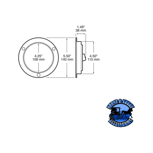 Lavender 883K-7 4" Red and White LED Stop/Turn/Tail, & Back-Up Light, Round, Flange-Mount w/ Plug, Kit