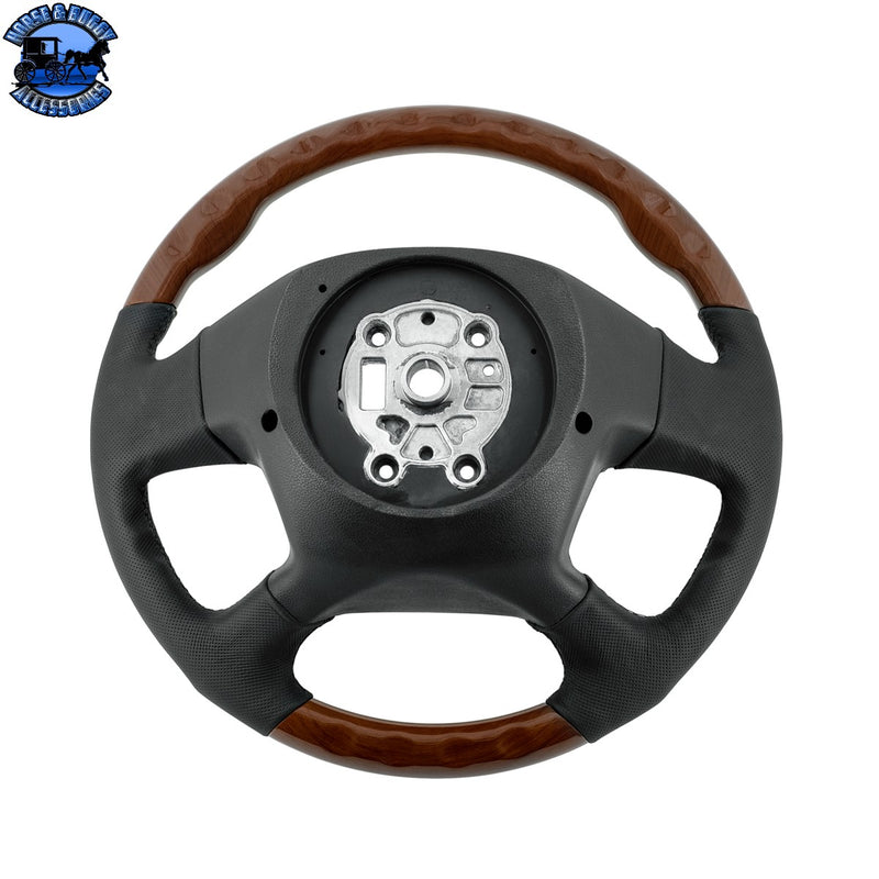 UP-88405 18" YourGrip Leather And Wood Steering Wheel For 2018-2026 Freightliner Cascadia