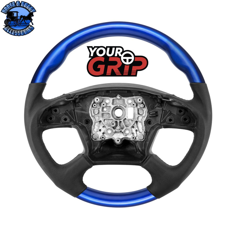 18" YourGrip Leather & Wood Candy Color Steering Wheel For 2018-2026 Freightliner Cascadia (Choose Color)