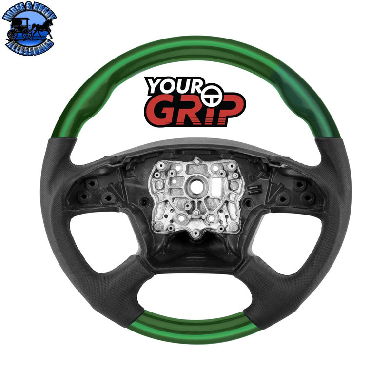 18" YourGrip Leather & Wood Candy Color Steering Wheel For 2018-2026 Freightliner Cascadia (Choose Color)