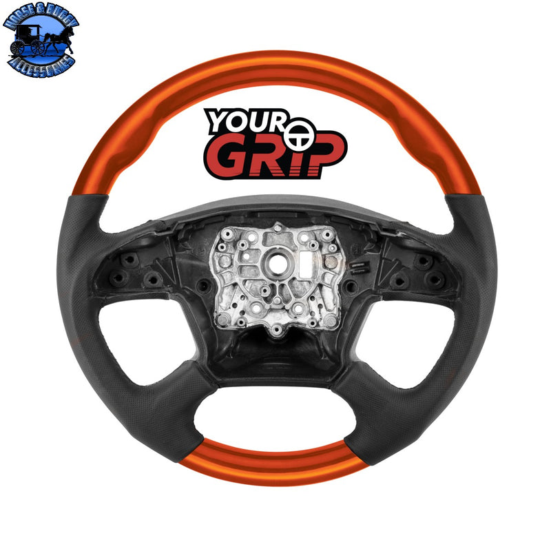 18" YourGrip Leather & Wood Candy Color Steering Wheel For 2018-2026 Freightliner Cascadia (Choose Color)